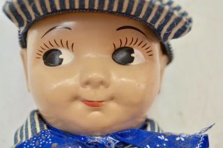 VTG Buddy Lee Hard Plastic Railroad Doll Union Made Striped Overalls Scarf Hat 11