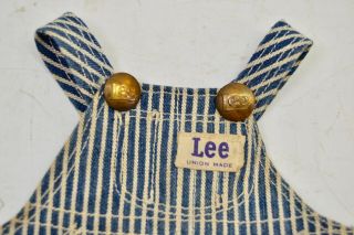 VTG Buddy Lee Hard Plastic Railroad Doll Union Made Striped Overalls Scarf Hat 3
