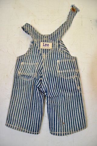 VTG Buddy Lee Hard Plastic Railroad Doll Union Made Striped Overalls Scarf Hat 4
