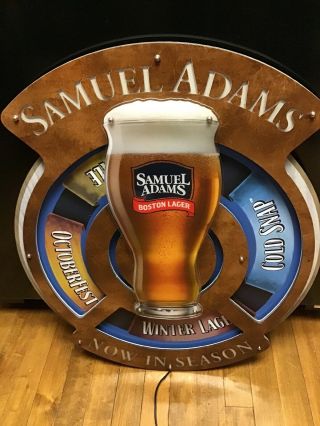 Large Samuel Adams Led Spinning Beer Sign Now In Season Octoberfest