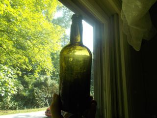 1780s Crude Early Pontiled Blackglass Liquor Bottle Rare 2 Applied Rings Collar