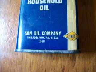 VINTAGE SUNOCO HOUSEHOLD OIL - HANDY OIL CAN - 4 Oz.  - 5