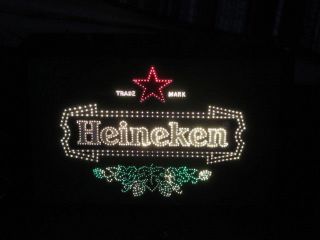 Heineken Beer Sign Fiber Optic Motion Light Up Bar Rec Room Pub Man Cave Display