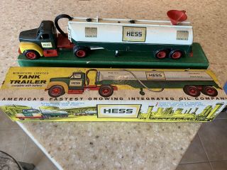 1964 Hess Lighted Toy Tanker Mack Truck Marx,  Box & Funnel