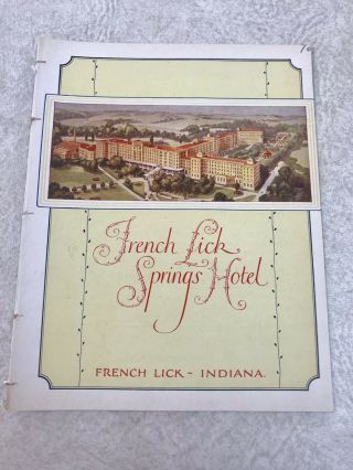1931 French Lick Springs Hotel Menu & Orchestra - Home Of Pluto Water 6 - 28
