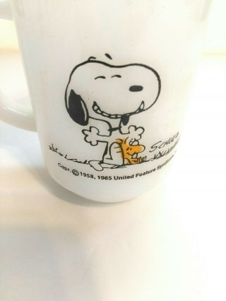 Fire King Shultz Snoopy " This Has Been A Good Day " Milkglass Coffee Mug " Peanuts