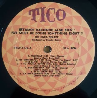 Joe Cuba Sextet We Must Be Doing Something Right Vinyl Tico LP1133 1966 5