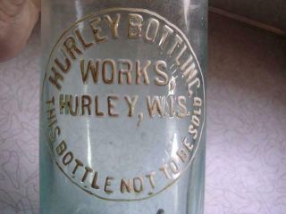 Hurley Bottling Hurley Wis Quart Hutchinson Soda Bottle Wi Wisc Wisconsin