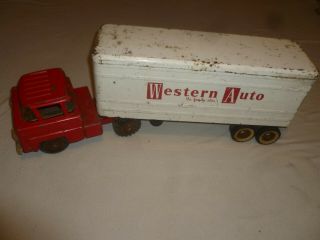 Vintage Marx Toys Western Auto Semi Truck & Trailer Pressed Steel Delivery