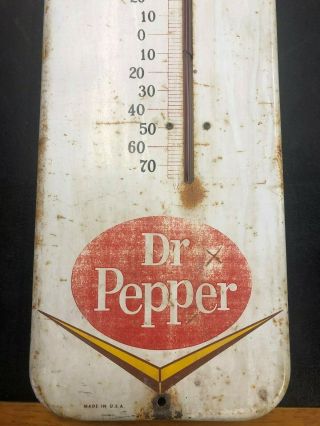Large Vintage 1950 ' s Dr Pepper Soda Pop Gas Station Metal Thermometer Sign 5