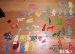 Vintage Cracker Jack Prizes Charms Cowboys Indians Circus Animals Elephants Dogs