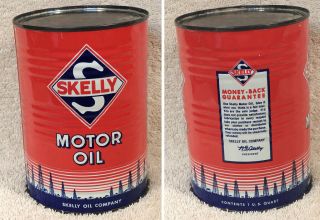 Vintage Skelly 1 Quart Motor Oil Can – Full And In Great Shape