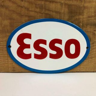 Vintage Esso Gasoline Porcelain Gas Oil Service Station Rack Pump Plate 6 " X 4 "