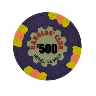 Casino Chip Harolds Club Reno Nevada Purple Paulson Top Hat & Cane $500 Rare