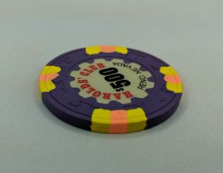 Casino Chip Harolds Club Reno Nevada Purple Paulson Top Hat & Cane $500 RARE 4