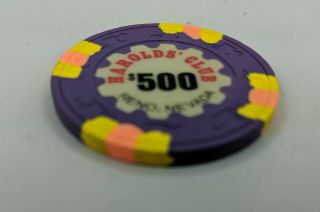 Casino Chip Harolds Club Reno Nevada Purple Paulson Top Hat & Cane $500 RARE 6