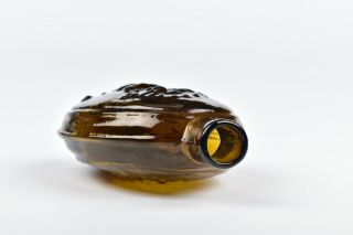 Antique 1/2 Pint Cornucopia & Urn Amber Blown Glass Flask Scarce Mold 5