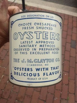 Epicure Brand gallon Seafood Oyster Tin Can J M Clayton Co Cambridge Maryland 2