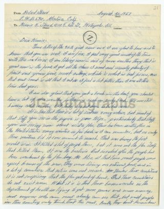 Robert Stroud " The Birdman Of Alcatraz " Signed 2 Page 1957 Letter From Alcatraz