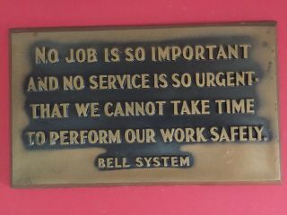 Raised Letter Vintage Bell System Telephone Wall Safety Plaque Sign 13 " X 8 " Rare