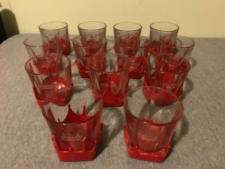 Set Of 14 Makers Mark Red Wax Drip Bourbon Whiskey Cocktail Rocks Glasses