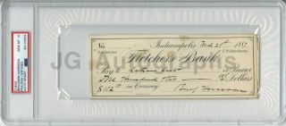 Benjamin Harrison U.  S.  President Signed 1889 Check Psa/dna Graded Gem 10