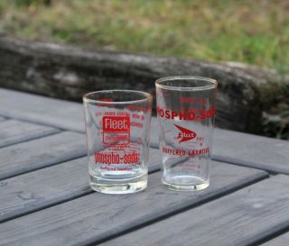 Set Of 2 Promo Fleet Phospho - Soda Buffered Laxative Measuring Shot Glasses (euc)