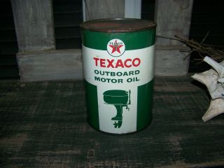 Vintage Quart Can Of Texaco Outboard Motor Oil - Nos