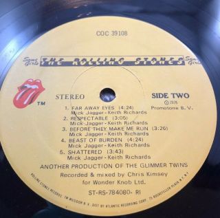 Promo 1978 Vinyl LP Record THE ROLLING STONES SOME GIRLS COC 39108 VG, 5
