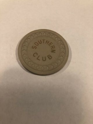 Southern Club Illegal $1 Dollar Poker Chip.  Hot Springs,  Arkansas.