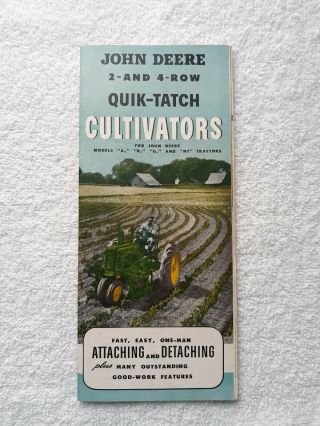 Vintage John Deere 2 - And 4 - Row Quik - Tatch Cultivators Brochure