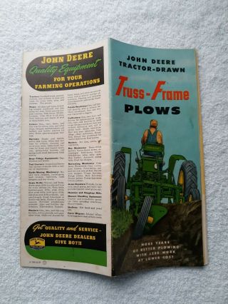 Vintage John Deere Tractor - Drawn Truss - Frame Plows Brochure