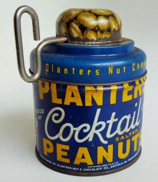 Antique Planters Cocktail Salted Peanuts Tin Nut Chopper Can 4 1/4 "