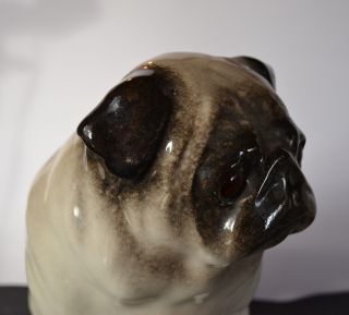 Sitting Pug Dog Ceramic Figurine - Large