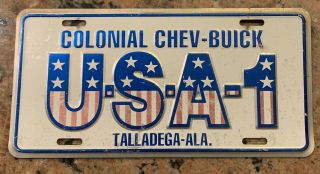 1970’s Colonial Chevrolet Buick Usa - 1 License Plate Talladega,  Ala