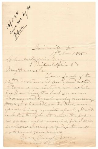 James Longstreet - Autograph Letter Signed - Contributes To Civil War Novel