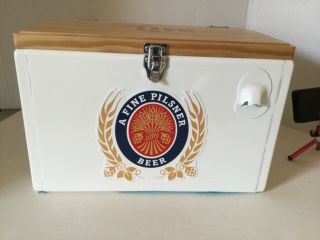 Miller Lite Steel Belted Portable Camping Cooler Man Cave Ice Chest Beer