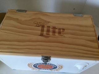 Miller Lite Steel Belted Portable Camping Cooler Man Cave ICE CHEST beer 5