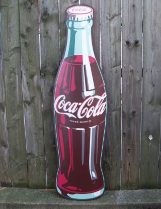 Large 54 " Coke Coca - Cola Metal Soda Bottle Advertisment Wall Art Contoured Sign
