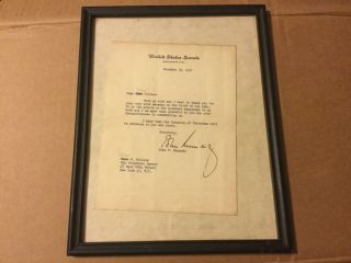 John F,  Kennedy Signed United States Senate Letterhead To Mrs.  Collins