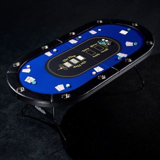 10 Player Poker Table Blackjack Texas Hold Em Pro Folding Casino Card Game Event