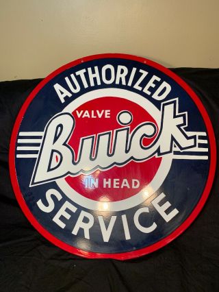 Porcelain Buick Authorized Service Enamel Sign 30 " Round Double Sided