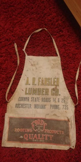 Vintage A.  R.  Fansler Lumber Co.  Nail Apron Fords Roofing Product 
