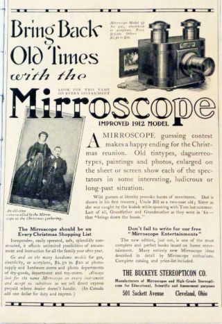 1911 Buckeye Stereopticon Mirroscope Model 97 Print Ad Magic Lantern Projection