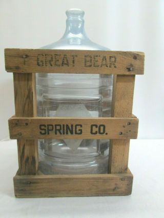Vintage Great Bear Spring Co.  Water Jug W/ Wooden Crate