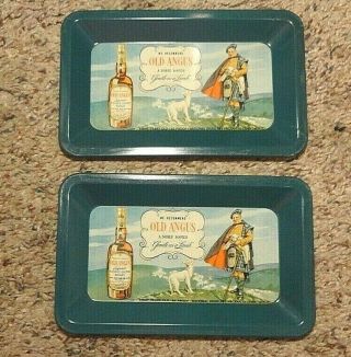 Group Of Two Black Angus Scotch Advertising Sign Tip Trays - Near