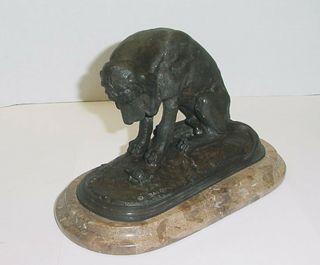 Chris Baldwin Lost Wax Bronze Bloodhound Dog W/ Turtle Dated 1978 Signed 10/100