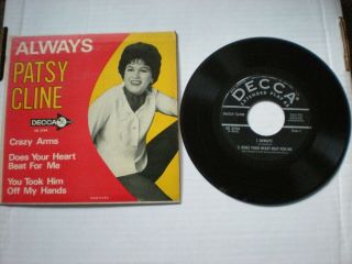 Patsy Cline Ep W/cov Decca 2794 Always - Crazy Arms - Does Your Heart Break For