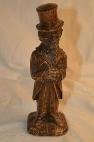 Vintage Syroco Wood Dr Jekyll Old Codger Man Top Hat Figural Corkscrew Cane