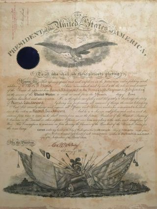 1877 Rutherford B Hayes,  President,  Military,  Army Commission Document Signed